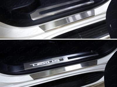 Накладки на пороги с гибом (лист шлифованный) Lexus LX 450d 2015-