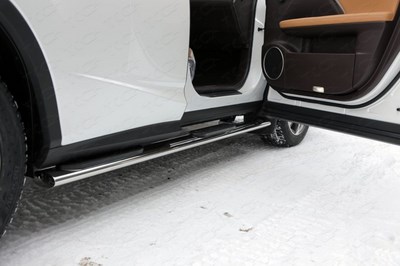 Пороги овальные с накладкой 120х60 мм Lexus RX 200t 2015-