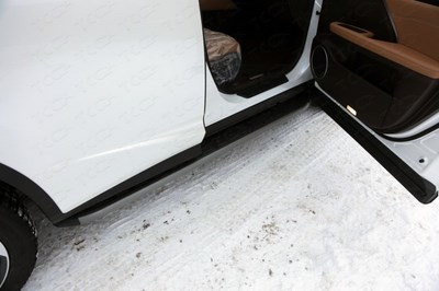 Пороги алюминиевые с пластиковой накладкой (карбон серые) 1820 мм Lexus (лексус) RX 200t 2015- ― PEARPLUS.ru
