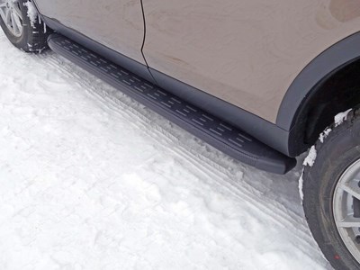 Пороги алюминиевые с пластиковой накладкой (карбон черные) 1820 мм Land Rover Discovery Sport 2015- SKU:458489qw