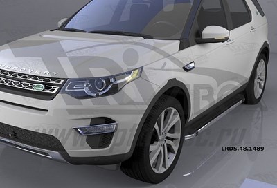 Пороги алюминиевые (Brillant) Land Rover (ленд ровер) Discovery (дискавери) Sport (2015-)  (черн/нерж) ― PEARPLUS.ru