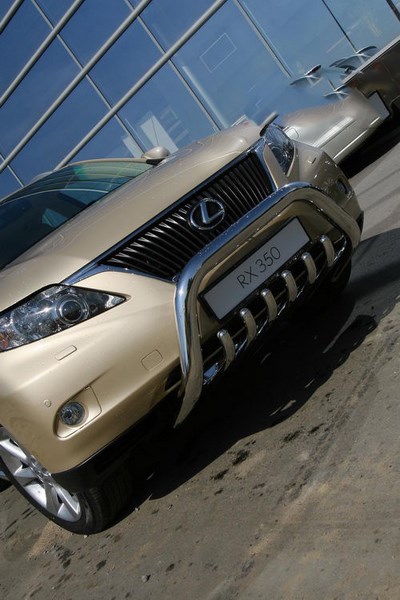Защита переднего бампера (кенгурин) мини d 76 низкая с нижней защитой Lexus RX III 350 2009-2012