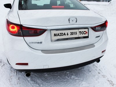 Накладка на задний бампер (лист шлифованный надпись Mazda) Mazda 6 2015-