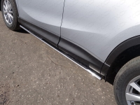 Пороги овальные с накладкой 75х42 мм Mazda CX-5 2015