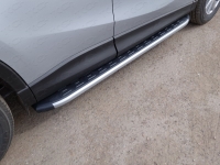 Пороги алюминиевые с пластиковой накладкой (карбон серебро) 1720 мм Mazda CX-5 2015 SKU:381289qw