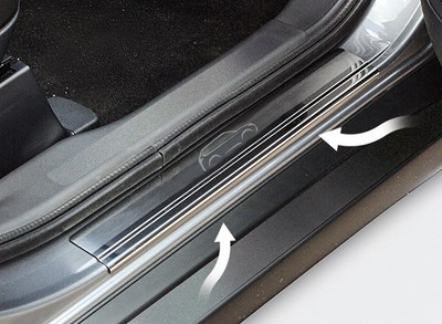 Накладка на внутренние пороги с рисунком (компл. 4шт.),Mitsubishi Outlander XL 2012-