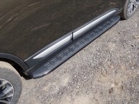Пороги алюминиевые с пластиковой накладкой (карбон черные) 1720 мм Mitsubishi Outlander (2015 по наст.)