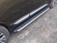 Пороги алюминиевые с пластиковой накладкой (карбон серые) 1720 мм Mitsubishi Outlander (2015 по наст.)