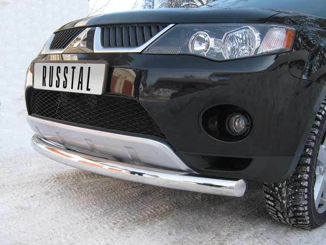 Защита бампера передняя из нержавеющей стали. 76мм (дуга) Mitsubishi Outlander (2007-2010) 