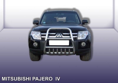 Кенгурятник d57 высокий с защитой картера Mitsubishi Pajero 4 V80 (2007-2011)
