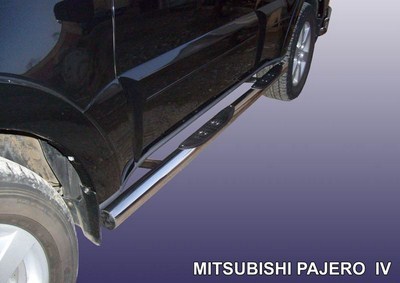 Пороги d76 с проступями Mitsubishi Pajero 4 (2007-2011)