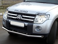 Защита бампера передняя из нержавеющей стали. 76мм (3 секции) Mitsubishi (митсубиси) Pajero (паджеро) V80 (2007-2011) 