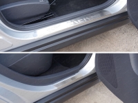 Накладки на пороги (лист шлифованный надпись Almera) Nissan Almera 2015