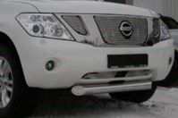 Защита переднего бампера труба овальная 75х42, Nissan (ниссан) Patrol 2010-