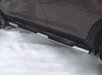 Боковые подножки (пороги) нержавеющая труба с противоскользящими накладками для ног d75x42 мм (овал) Nissan (ниссан) X-Trail (2011 по наст.) 