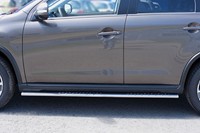 Боковые подножки (пороги) труба из нержавеющей стали d75x42 мм (овал) с проступью Peugeot (пежо) 4008 (2012 по наст.) 