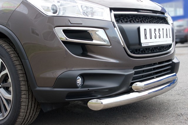 Защита бампера передняя из нержавеющей стали. 76мм/63 (дуга) Peugeot 4008 (2012 по наст.) 