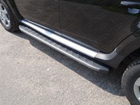 Пороги алюминиевые с пластиковой накладкой (карбон серые) 1720 мм Renault (рено) Duster 2015-