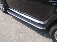 Пороги алюминиевые с пластиковой накладкой (карбон серебро) 1720 мм Renault (рено) Duster 2015-