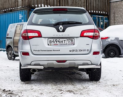 Защита задняя уголки d60, Renault (рено) Koleos (колеос) 2012- ― PEARPLUS.ru