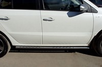 Боковые подножки (пороги) труба из нержавеющей стали d75x42 мм (овал) с проступью Renault (рено) Koleos (колеос) (2012 по наст.) 