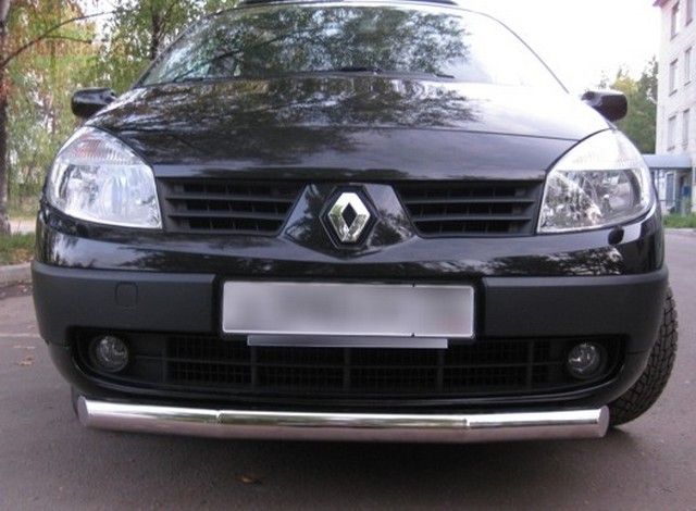 Защита бампера передняя из нержавеющей стали. 76мм (3 секции) Renault (рено) Scenic (2009 по наст.)  ― PEARPLUS.ru