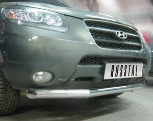 Защита бампера передняя из нержавеющей стали. 76мм (секции) Hyundai Santa Fe (2006-2010) 