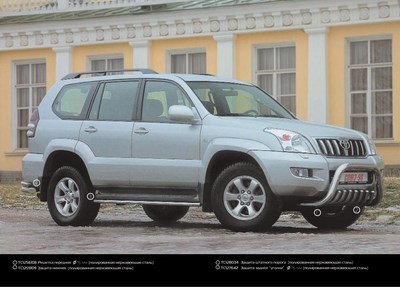 Защита переднего бампера (кенгурин) мини d 76 Toyota (тойота) Land Cruiser (круизер) (ленд крузер) 120 Prado 2003-2010 ― PEARPLUS.ru