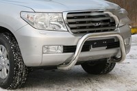 Защита переднего бампера (кенгурин) мини d 76 низкая Toyota (тойота) Land Cruiser (круизер) (ленд крузер) 200 2007-2012