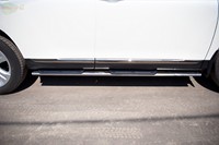 Боковые подножки (пороги) нержавеющая труба с противоскользящими накладками для ног d75x42 мм (овал) Toyota (тойота) Highlander (2010 по наст.) 