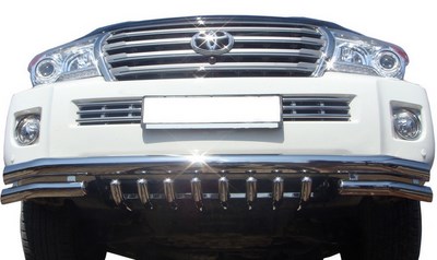 Защита переднего бампера двойная с клыками 60/60/42 мм Toyota Land Cruiser J200 (2012 по наст.)