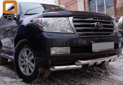 Защита переднего бампера Toyota (тойота) Land Cruiser (круизер) (ленд крузер) 200 (-2012) / (2012-) d 76 ― PEARPLUS.ru