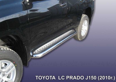 Пороги d76 с листом Toyota (тойота) Land Cruiser (круизер) (ленд крузер) Prado J150 (2009-2013) ― PEARPLUS.ru