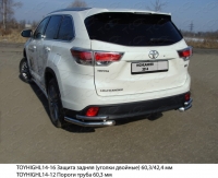 Защита задняя (уголки двойные) 60, 3_42, 4 мм Toyota (тойота) Highlander (2014 по наст.) ― PEARPLUS.ru