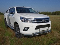 Защита передняя нижняя (двойная с ДХО) 76, 1/60, 3 мм Toyota (тойота) Hilux 2015
