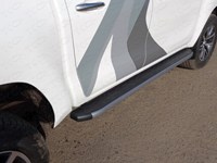 Пороги алюминиевые с пластиковой накладкой (карбон серые) 1920 мм Toyota (тойота) Hilux 2015-