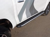 Пороги алюминиевые с пластиковой накладкой (карбон серебро) 1920 мм Toyota (тойота) Hilux 2015-