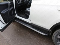 Пороги алюминиевые с пластиковой накладкой (карбон серые) 1720 мм Toyota (тойота) RAV4 (рав 4) 2015-