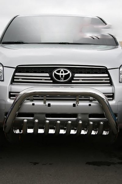 Защита переднего бампера (кенгурин) мини d 76 низкая с нижней защитой Toyota RAV-4 2009-2010  (Стандарт, Комфорт, Элеганс - короткая база)
