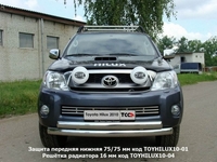 Защита передняя нижняя 75/75 мм на Toyota (тойота) HiLUX (хайлюкс) 2010-2012