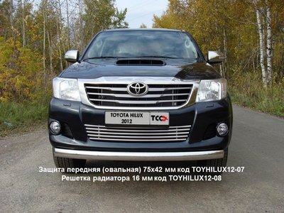 Защита передняя (овальная) 75х42 мм на Toyota (тойота) HiLUX (хайлюкс) 2012 по наст. ― PEARPLUS.ru