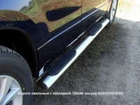 Пороги овальные с накладкой 120х60 мм на Suzuki (сузуки) Grand Vitara (гранд витара) 2012 по наст.
