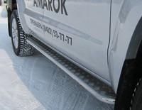 Боковая подножка (порог) труба с листом из нержавеющей стали 42мм Volkswagen (фольксваген) Amarok (амарок) (2010 по наст.) 