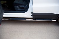 Боковые подножки (пороги) нержавеющая труба с противоскользящими накладками для ног d75x42 мм (овал) Volkswagen (фольксваген) Tiguan (тигуан) (2011 по наст.) 