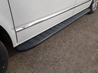 Пороги алюминиевые с пластиковой накладкой (карбон черные) 2120 мм Volkswagen (фольксваген) Multivan (T6) 2015-