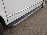 Пороги алюминиевые с пластиковой накладкой (карбон серые) 2120 мм Volkswagen (фольксваген) Multivan (T6) 2015-