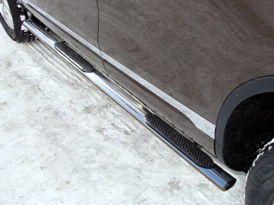 Пороги овальные с накладкой 75х42 мм Volkswagen Touareg 2014