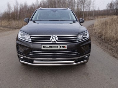 Защита передняя нижняя (двойная) 60, 3/60, 3 мм Volkswagen (фольксваген) Touareg (туарег) 2014 ― PEARPLUS.ru