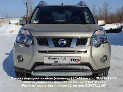 Защита передняя нижняя (овальная) 75х42 мм на Nissan X-Trail 2011 по наст.