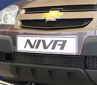 Защита радиатора Chevrolet (Шевроле) Niva 2009- (3 части) black